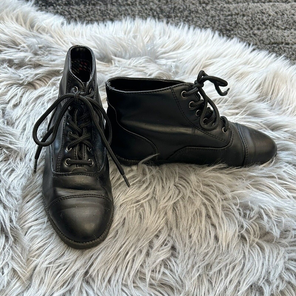 Vintage North West‎ Blue Brand Girls Black Lace Up Boots 12